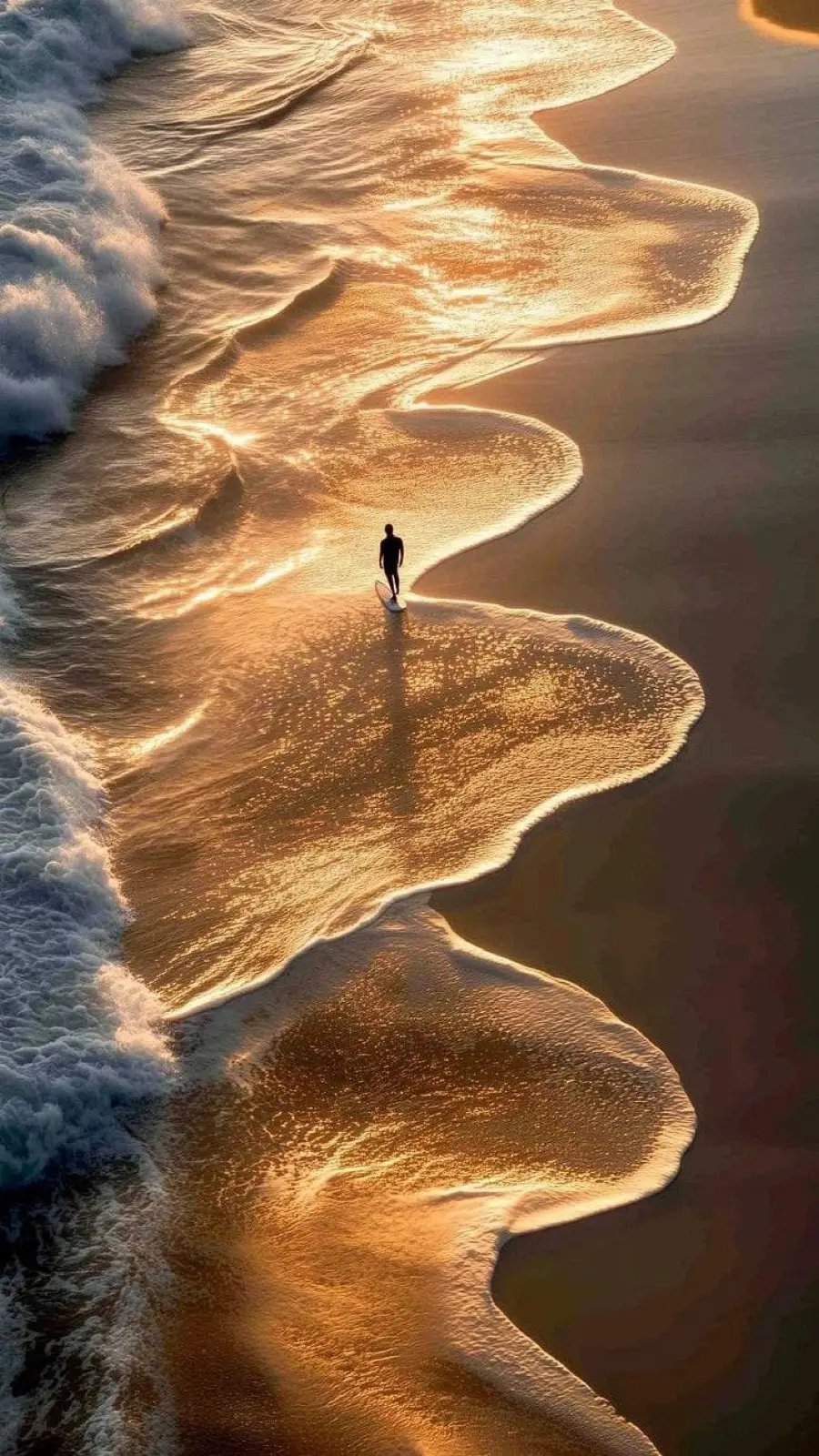 Rivage doré vu du ciel
